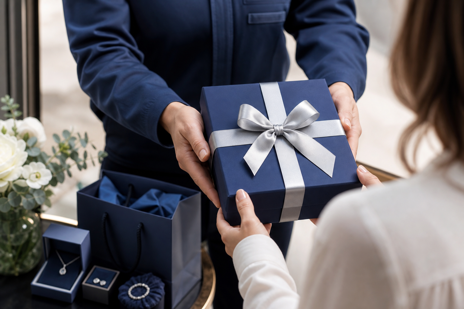 Silver Glow luxury jewelry delivery with premium packaging